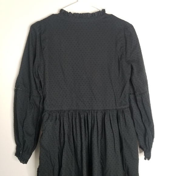 J. Crew Black Pintuck Midi Dress Clipdot Long Sleeve Ruffles Size XXS Pockets - Picture 11 of 16